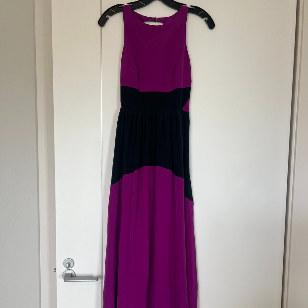 Tibi Matte Silk Color Block Black & Purple Open B… - image 2